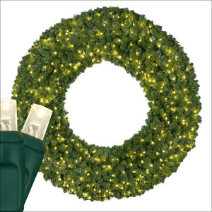 Wreath, 60" Sequoia Fir Wreath, Pre-Lit, LED Warm White Christmas Decorations Wintergreen Corporation
